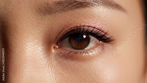 Close up of a beautiful eye opening and closing.