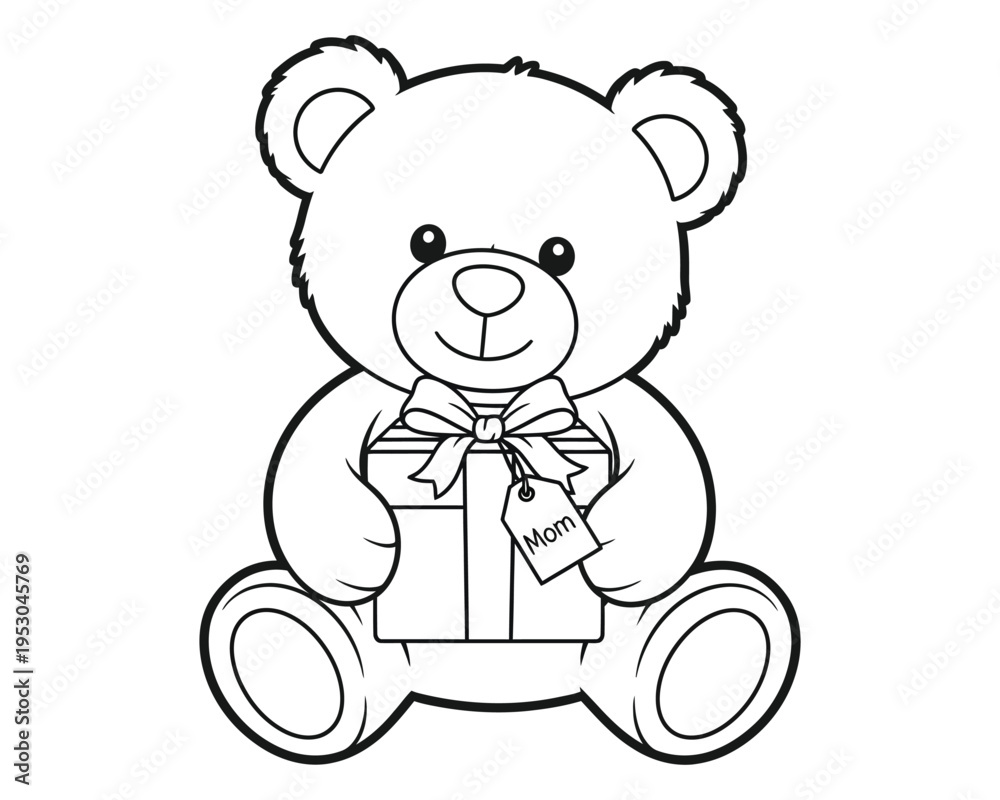 Obraz premium Mother's day gift idea adorable teddy bear holding a present