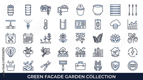 Collection of garden and urban farming icons for sustainable living and green spaces
