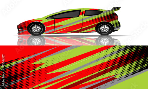 Sports-themed abstract sticker background with exclusive colors. Racing car graphic design, vector design for vehicle stickers, t-shirts, jerseys, gamers, esports, racing cars, and rallies.