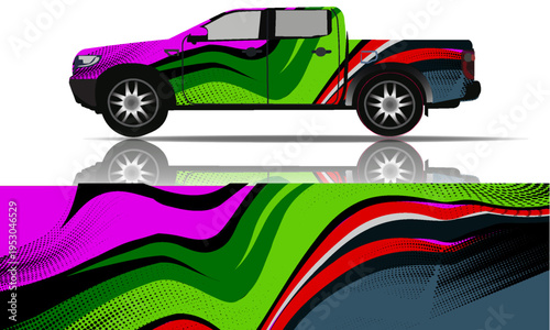 Vector car sticker design. Abstract wavy graphic racing background design for vehicle wraps, race cars, rallies, adventures, and liveries.