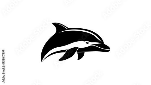 Elegant dolphin silhouette in minimalist black and white design