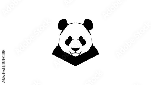 Modern geometric panda head design in black and white