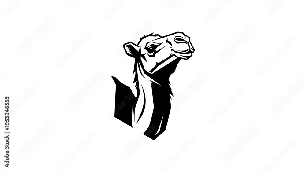 Fototapeta premium Bold camel head logo design featuring geometric black lines