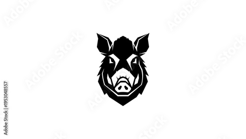 Wild boar silhouette design: bold black and white animal emblem