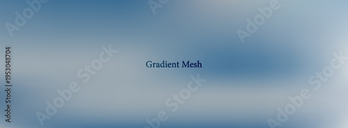 A smooth, abstract vector background banner featuring a blend of dark blue and muted grey tones, with "Gradient Mesh" text in the center, suitable for modern and clean designs.