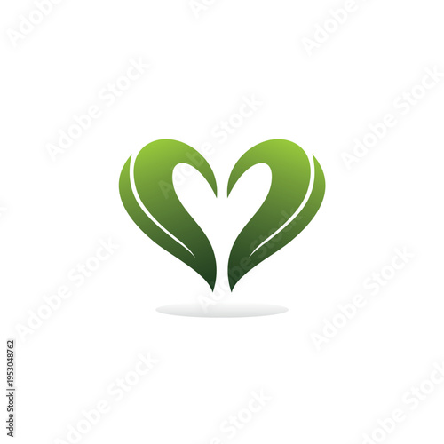 Leaf love logo design template illustration vector