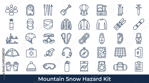 Mountain Snow Hazard Kit Icons: Essential Gear for Winter Safety and Adventure