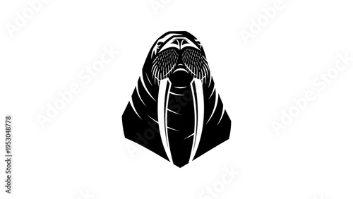 Majestic walrus head profile in bold black silhouette