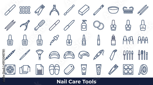 Collection of Nail Care Tools and Accessories for Manicure and Pedicure Services