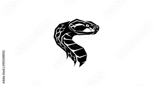 Geometric snake silhouette on white background
