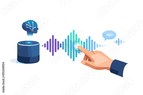 Vector generation icon flat design simple interaction soft shadow recognition minimalism ai image voice