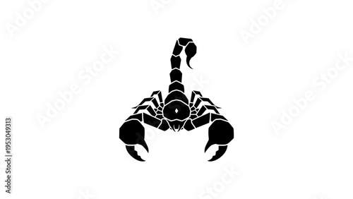 Geometric scorpion silhouette on white background