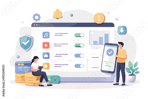 Clean design dashboard cute illustration flat design generation image management icon vector illustration digital subscription vector