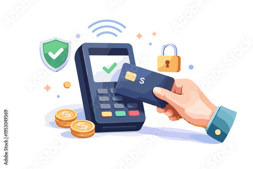 Image simple secure system digital generation icon nfc bold outline vector payment minimalism