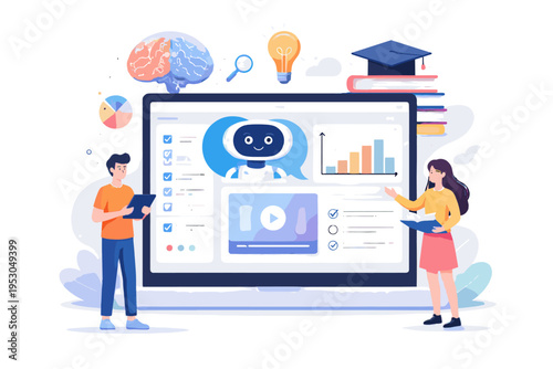 Ai generation simple icon learning minimalism platform cartoon style vector personalized interface image