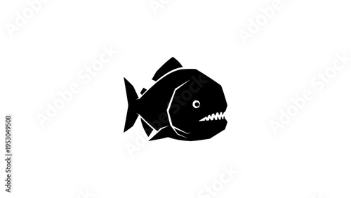Aggressive fish silhouette design for logo or icon creation