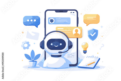 Chatbot interface customer powered image ai generation soft shadow simple vector icon support