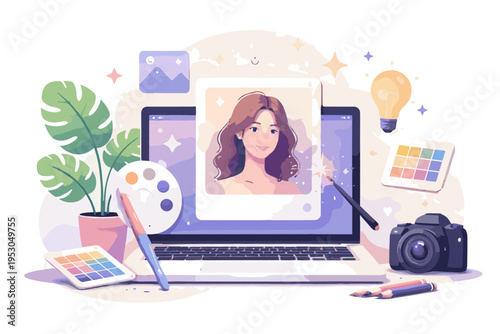 Soft shadow simple vector vector illustration tool icon bold outline generation creative image ai