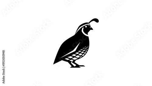Stylized quail silhouette logo design in black