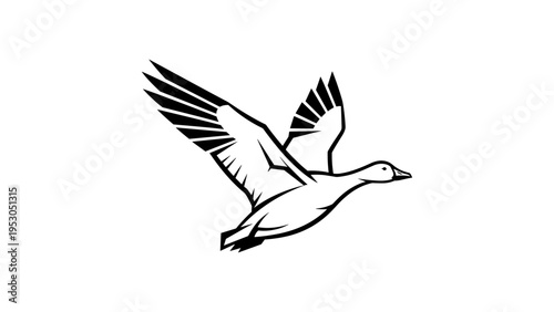 Elegant goose in flight outline design for modern art projects