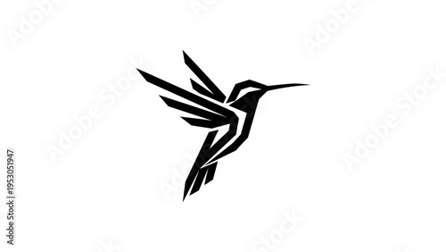 Geometric hummingbird silhouette in minimalist black design