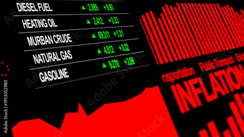 Inflation Alert Financial Chart with Rising Cost of Living and Market Data