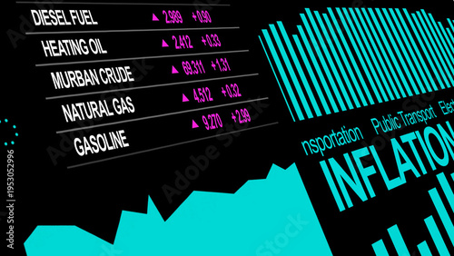 Inflation Alert Financial Chart with Rising Cost of Living and Market Data