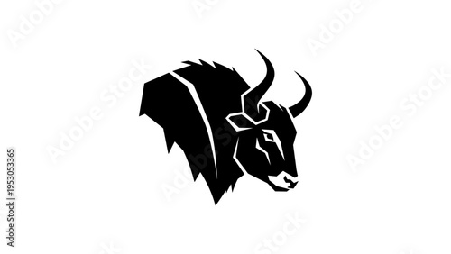 Powerful bull head silhouette design for logos and branding