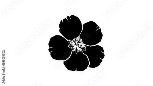 Bold floral silhouette with detailed center on white background
