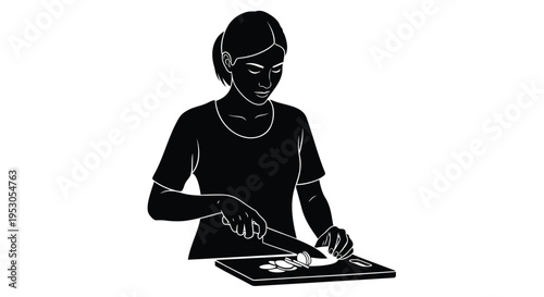 Vector illustration of a woman using a tablet