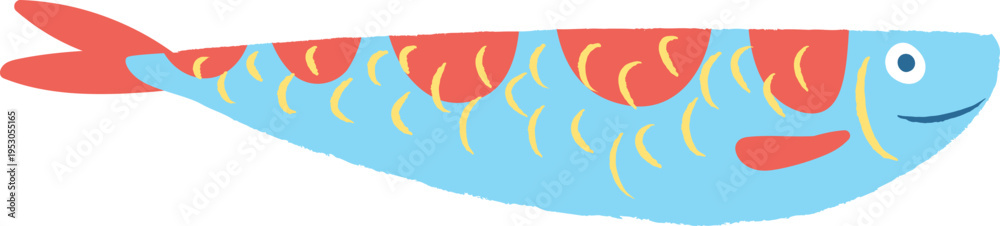 Fototapeta premium Childish Crayon Sardine Sea Fish