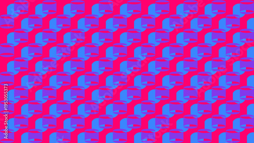 Geometric Pattern of Cube Shapes on Pink