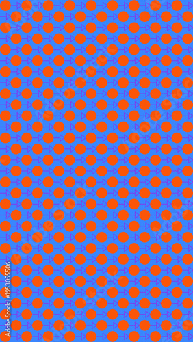 Bright Blue and Orange Polka Dot Pattern