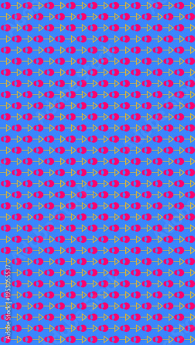 Vibrant Repeating Geometric Pattern on Blue Background