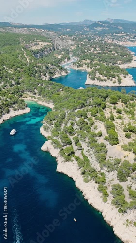 Calanque de Cassis in the Calanques National Park, Aerial view, Southern France
