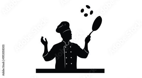 Vector chef icon, cooking illustration, kitchen symbol