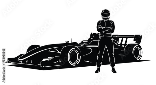 Vector illustration of a racing driver and car
