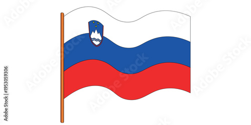 Flag of Slovenia. Slovenian national symbol in official colors. Template icon. Vector background.