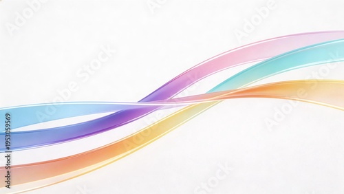 Colorful flowing ribbons on white background