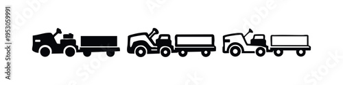 Tow truck vehicle icon set. Breakdown service and roadside assistance symbols.