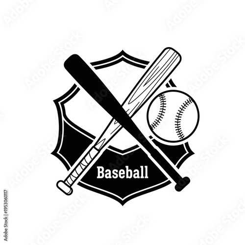 Vintage Baseball Emblem with Crossed Bats and Ball