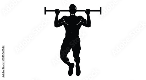 Vector silhouette of a man doing pull-ups, fitness icon