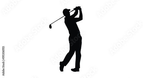Vector silhouette of a golfer swinging a golf club