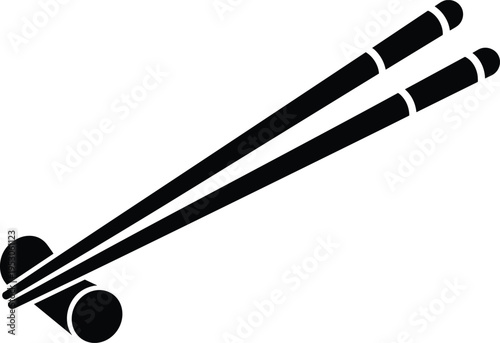 Chopsticks with rest solid silhouette vector illustration, Asian cuisine dining icon, traditional oriental food utensil graphic isolated on white background, restaurant kitchen tool.