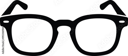Classic eyeglasses frame silhouette, retro spectacles vector illustration isolated on white background, black optical eyewear fashion accessory for vision.