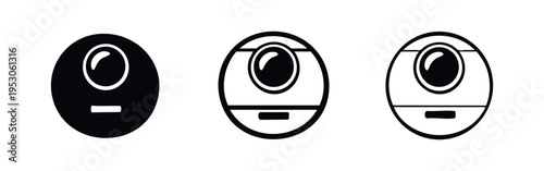 Robotic Vacuum Cleaner Icon Set (Top View). Smart Home Cleaning Robot Vector Icons for Home Automation.