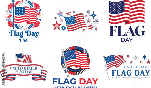 Flag day u s a with american flags and patriotic text