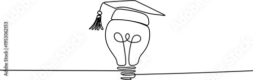 Lightbulb with graduation cap symbolizing education and enlightenment