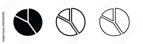 Pie Chart Data Icons - Divided into Unequal Proportions